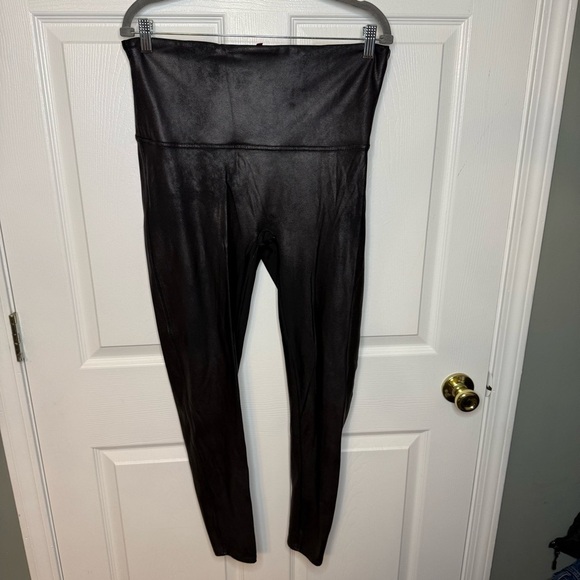 SPANX Pants - SPANX Black Faux Leather Leggings Womens Size 2XL GUC